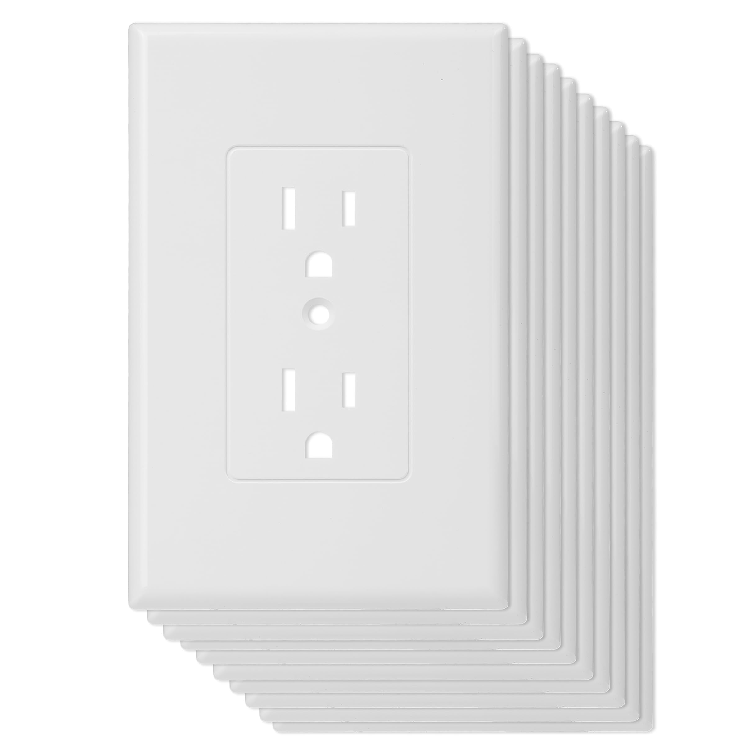 Bates Choice Duplex Wall Plate, 10 Pack, White, 3.18 inches (W) x 4.98 inches (H), Wall Plates, Wall Outlet Cover