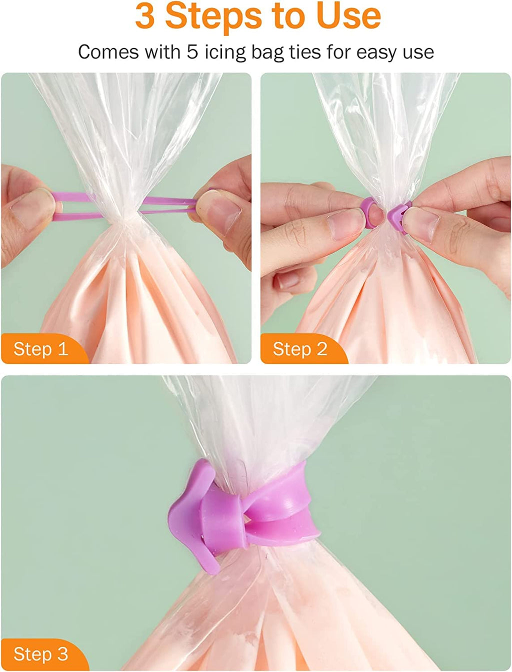 YCbingo 100 Pack Extra Thick Pastry Bags Large Disposable Icing Decorating Bags Cake Professional Strong Piping Bags with 5 Bag Ties for All Sized Tips Kit and Couplers (16 Inch)