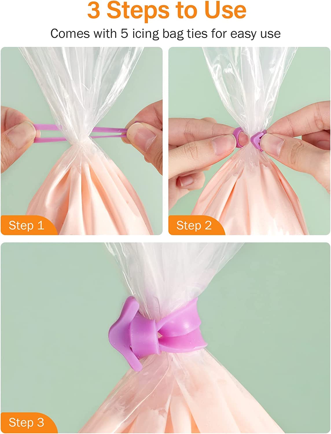 YCbingo 100 Pack Extra Thick Pastry Bags Large Disposable Icing Decorating Bags Cake Professional Strong Piping Bags with 5 Bag Ties for All Sized Tips Kit and Couplers (16 Inch)