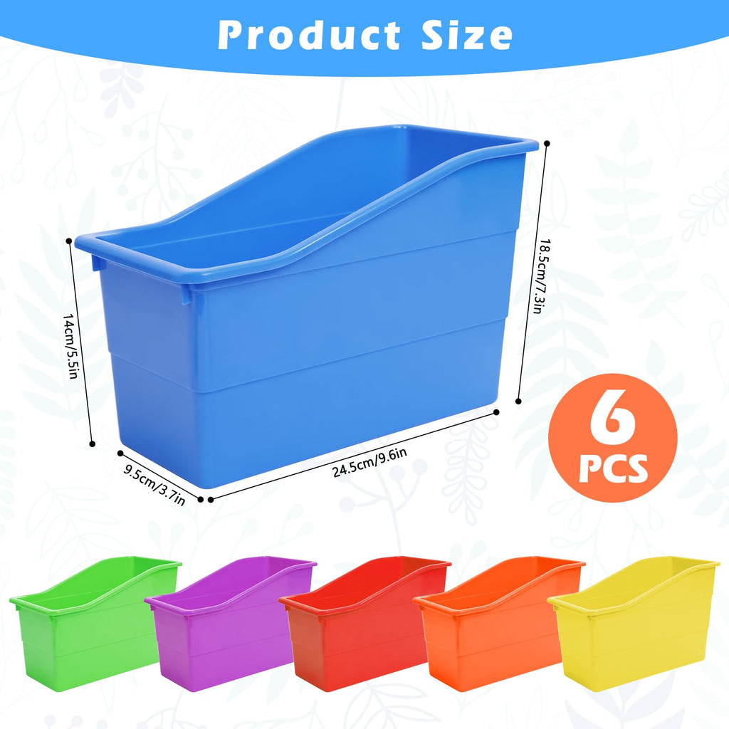 6 Pack Durable Book and Binder Holder, Stackable Plastic Organizing Bins for Magazine File Holder, Versatile Plastic File Boxes for Office Classroom Storage Basket