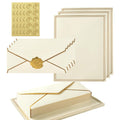 Acidea 150 Pieces Stationery Set with Gold Border, Luxury Gold Border Business Envelopes Letter Writing Paper Stickers, Letter Paper and Envelopes Set for Birthday Wedding Invitation Love Letters