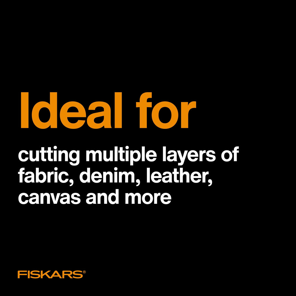 Fiskars RazorEdge Fabric Scissors, Precision-Ground Stainless Steel Blades, Heavy Duty Softgrip Handle, 8", Black