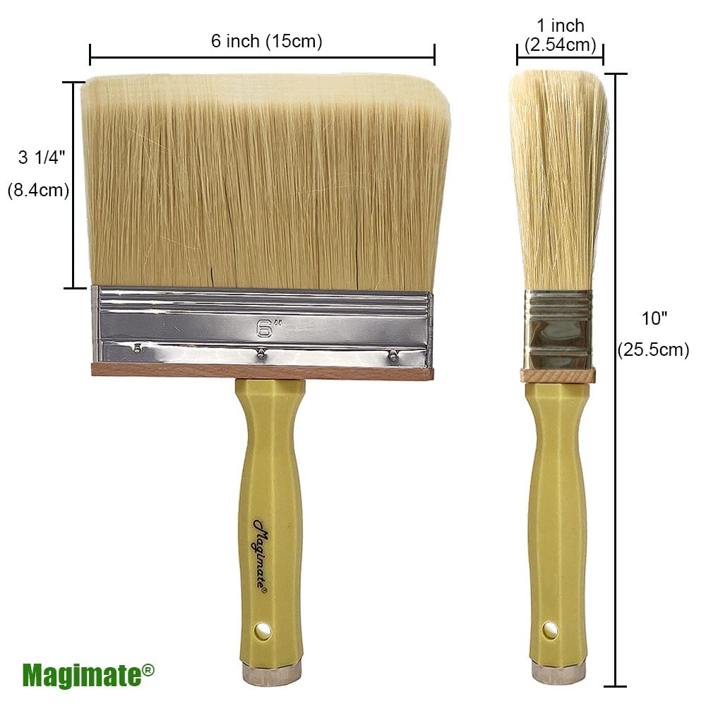 6 Inch Extra-Wide Paint Brush Large Block Stain Brushes Household Bristle Paint Brush for Walls, Dusting, Limewash, Wood Deck and Fence Stain Applicator by Magimate