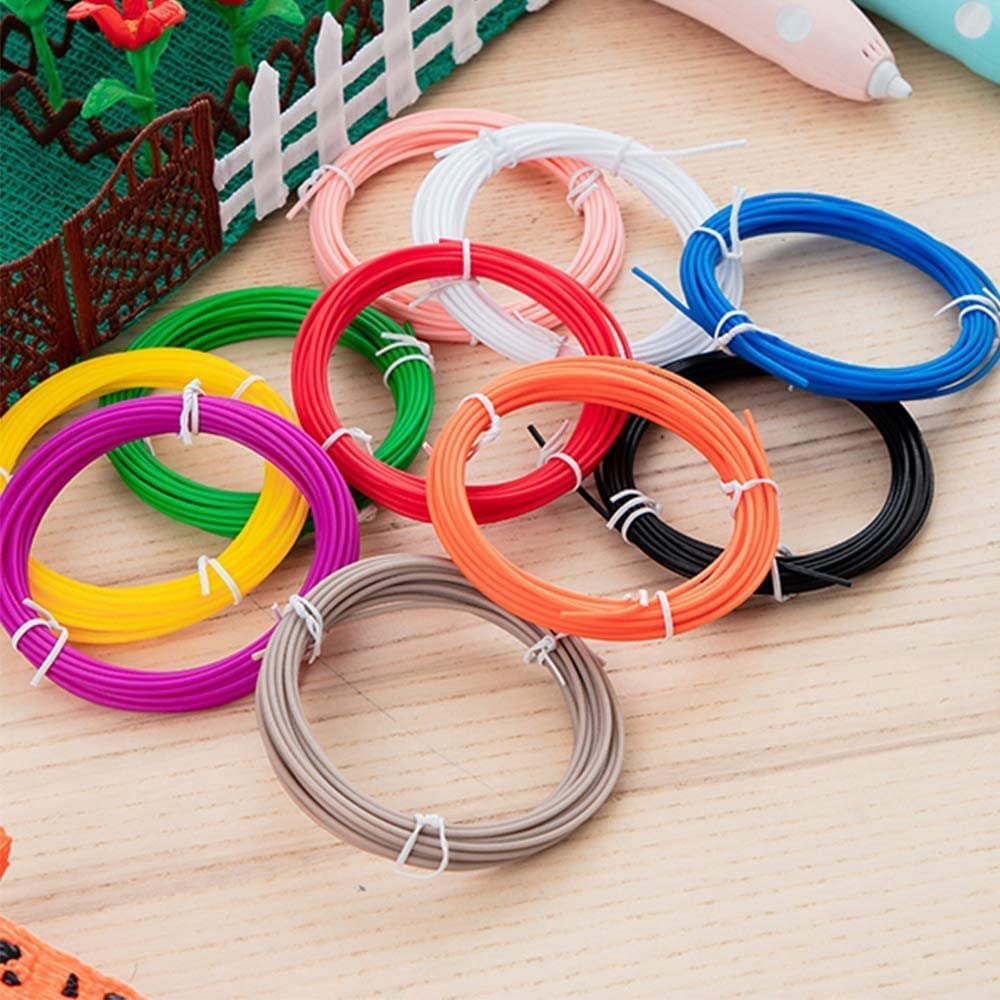Roryimke 3D Pen Filament Refills 30 Colors 3D Printing Pen Filament Refill with 2 Finger Caps 1.75mm 3D Drawing Pen Refill Each Color 10 Feet, Total 300 Feet