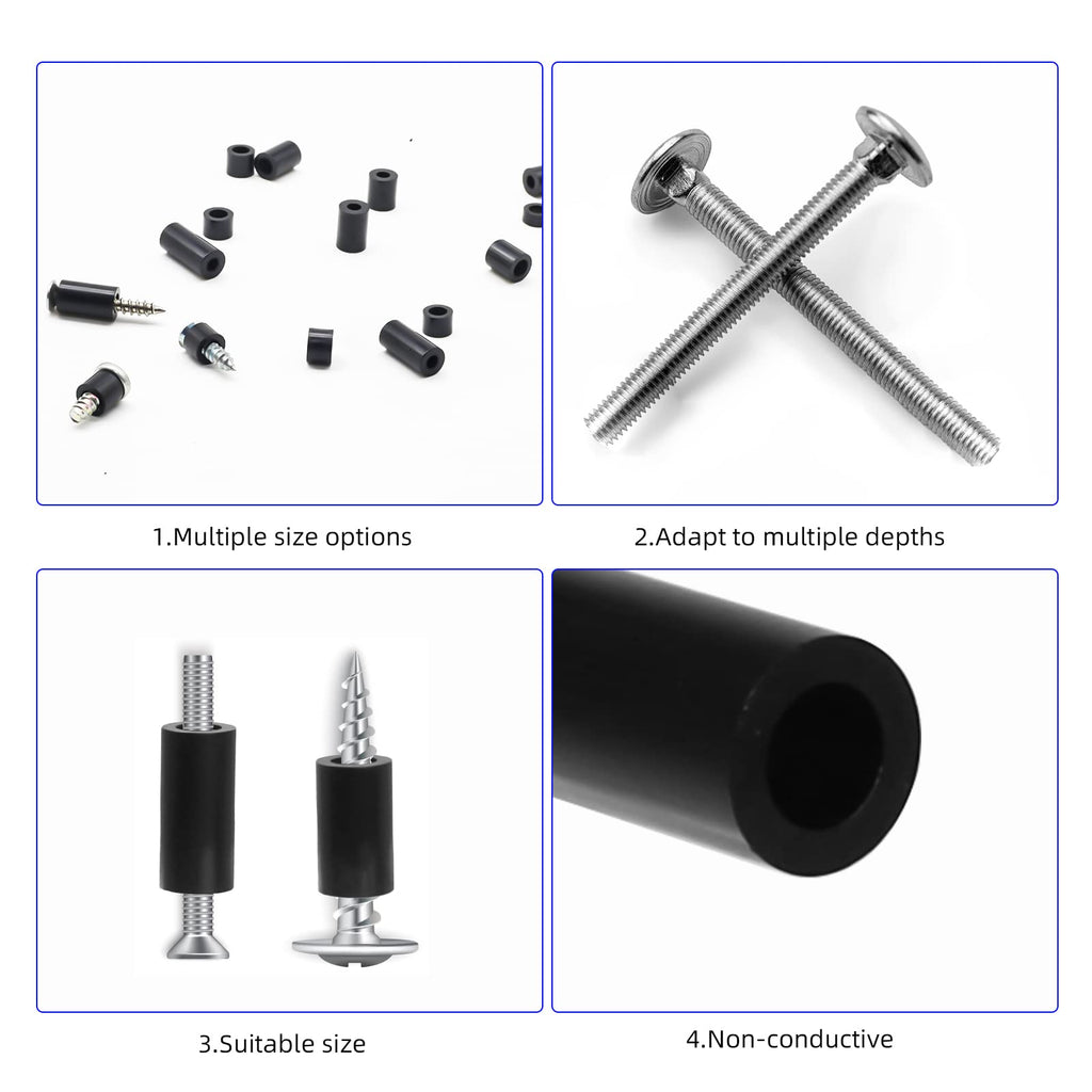 1000 Pcs Electrical Outlet Screws Spacers, Nylon Round Spacer for M3 M4 Screws, Black Spacers Without Threaded, Spacers Assortment Kit for Electrical Screws Switch and Receptacle (Black)