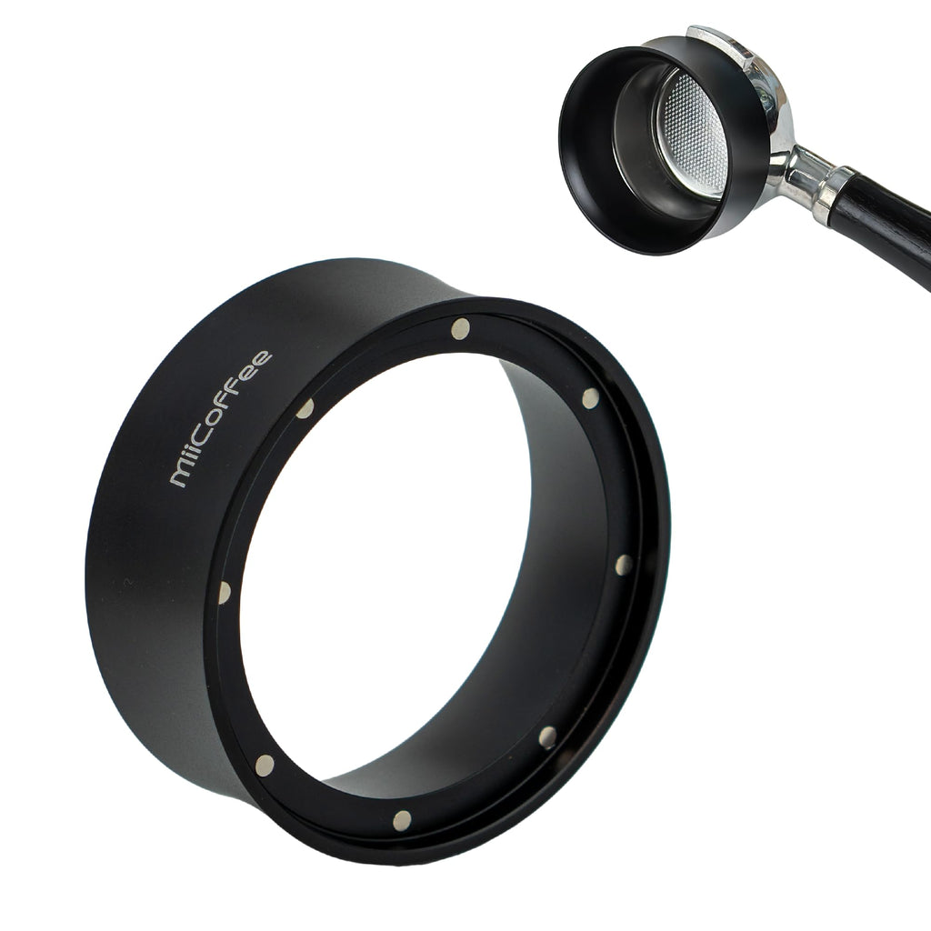 MiiCoffee 58mm Magnetic Aluminum Dosing Funnel - Espresso Coffee Dosing Ring - with 9 Magnetized Steel Compatible with 58mm Portafilter (Tall)