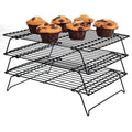 Abizarch 3-Tier Cookie Cooling Rack, 13.4“x9.4" Stackable Iron Baking Cooling Rack,Cooling Rack for Baking, Foldable Wire Cooling Rack Space Saving for Cupcakes Pies Cookies Gadgets