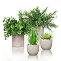 4 Set Artificial Plants Indoors in Pots, Small Plastic Fake Plants, Eucalyptus, Rosemary, Mini Succulents Faux Plant for Office Decor, Desk, Bedroom, Bathroom, Kitchen, Home Decoration in Spring.