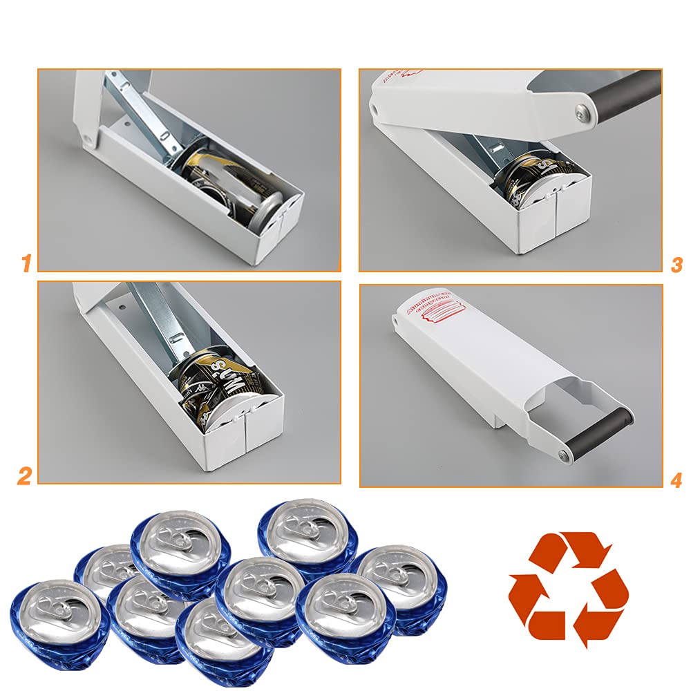 Chambridge Aluminum Can Compactor White – 8/12/16OZ Metal Can Crusher Heavy-Duty Wall-Mounted Smasher for Aluminum Seltzer, Soda, Beer Cans and Bottles for Recycling