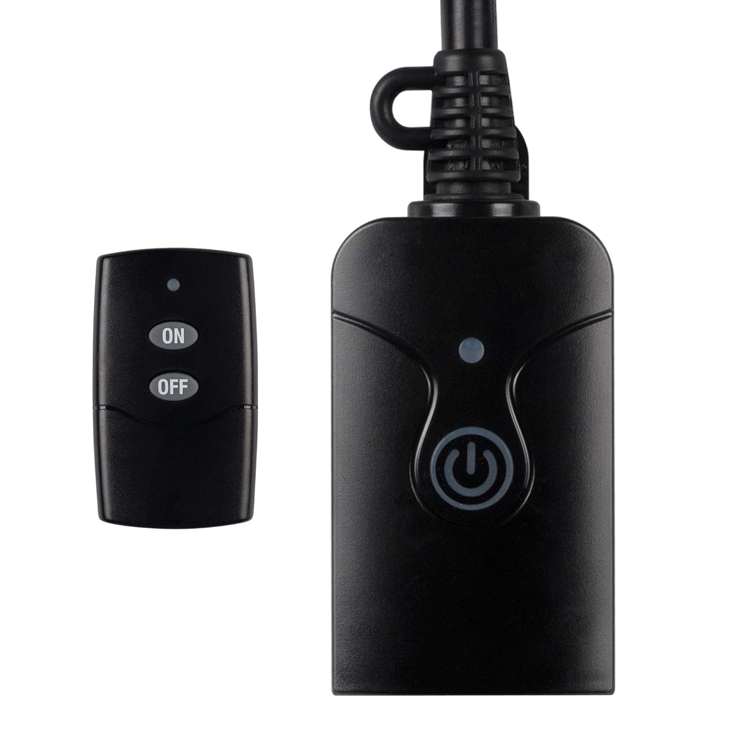 HBN Outdoor Indoor Wireless Remote Control 3-Prong Outlet Weatherproof Heavy Duty 15 A Compact 1 Remote 1 Outlet with Remote 15cm Cord 30m Range ETL Listed (Battery Included)