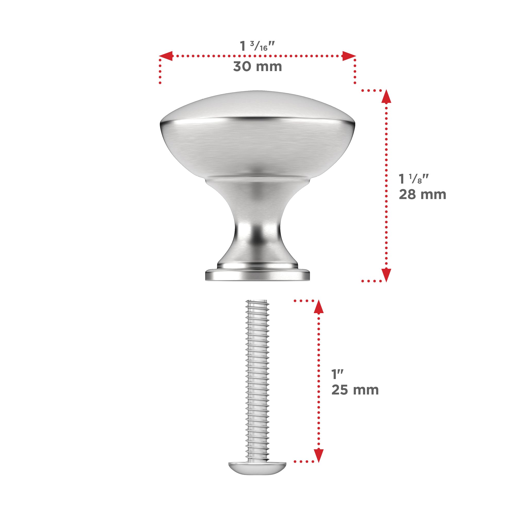 Richelieu Hardware DP9041195 (10-Pack) Copperfield Collection 1 3/16-inch (30 mm) Brushed Nickel Modern Cabinet and Drawer Knob for Kitchen, Bathroom, and Furniture
