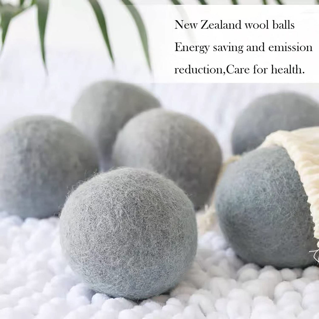 Lypumso Wool Dryer Balls Pack of 6 XL, Organic Premium Wool for Laundry, Natural Fabric Softener - Anti Static, Baby Safe, No Lint, Odorless and Reusable, Saves Drying Time