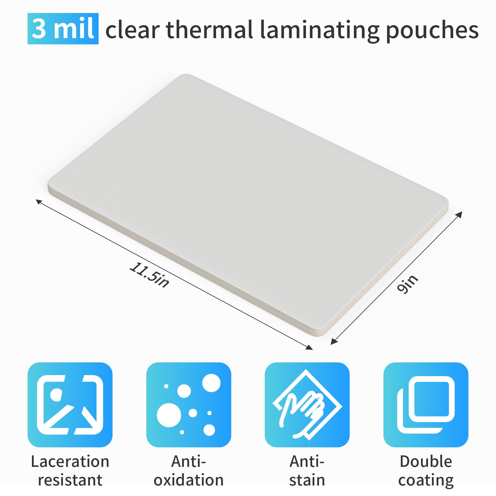 Laminating Sheets,100 Pack Thermal Laminating Pouches Holds 8.5 x 11 Inch,3 Mil Clear Laminator Paper 9 x 11.5 Inch, Letter Size, for Education,Documents, Certificate...