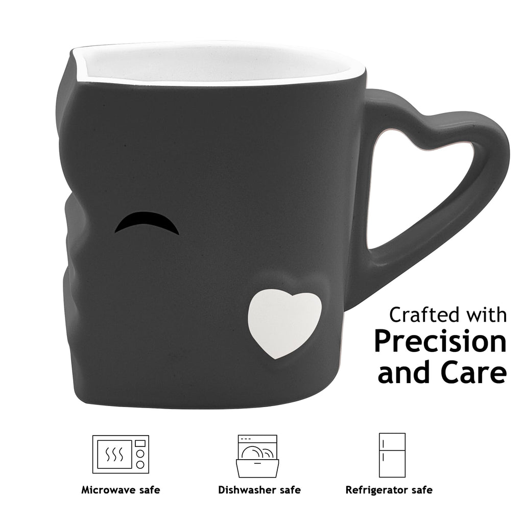 MIAMIO - Coffee Mugs/Kissing Mugs Set Bridal Pair Gift (Grey)