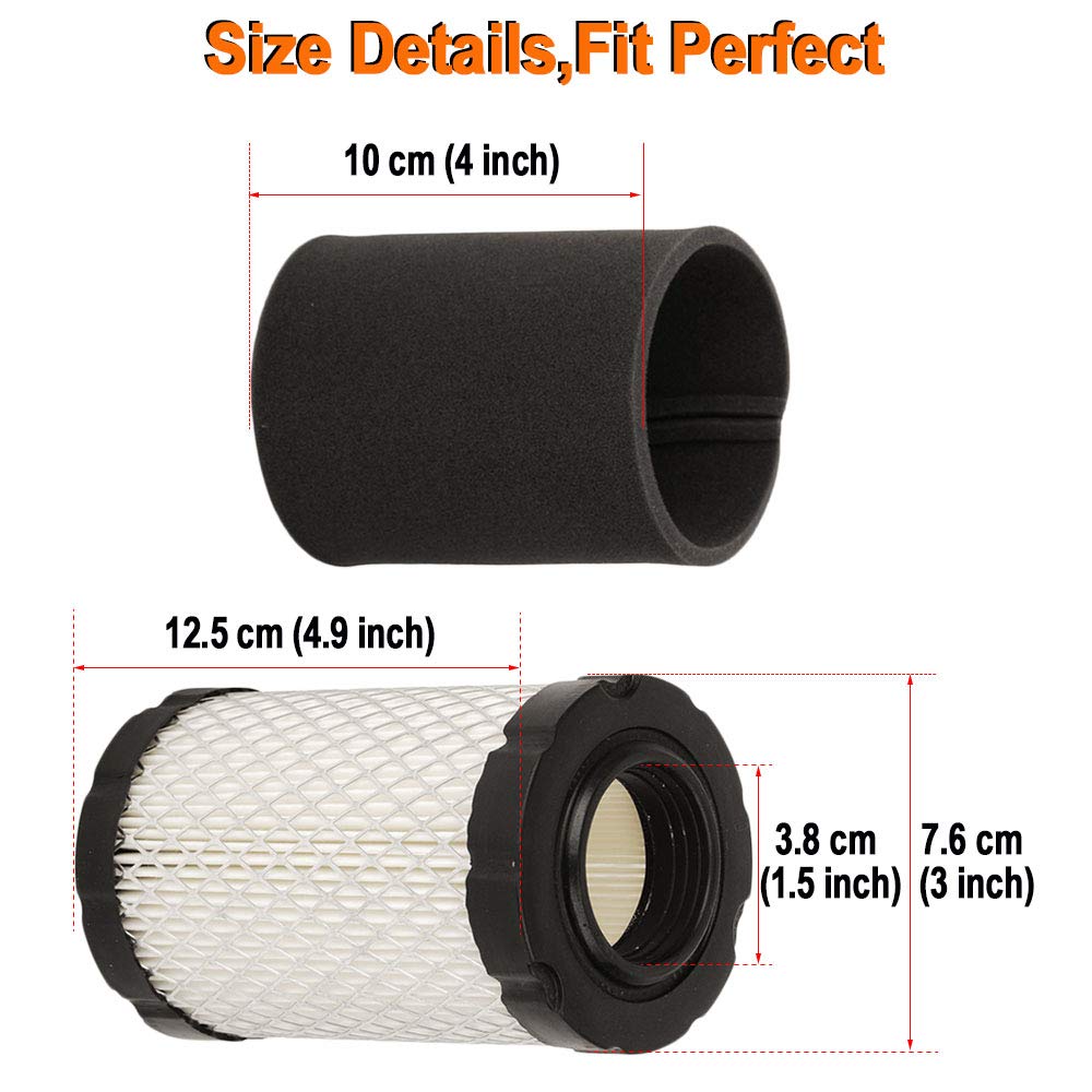 HIFROM Air Filter Pre Filter Oil Fuel Filter Spark Plug Tune Up kit Compatible with John Deere L105 L108 LA135 LA145 D100 D160 D170 D120 for MIU14395 AM125424 MIU13963 Lawn Mower