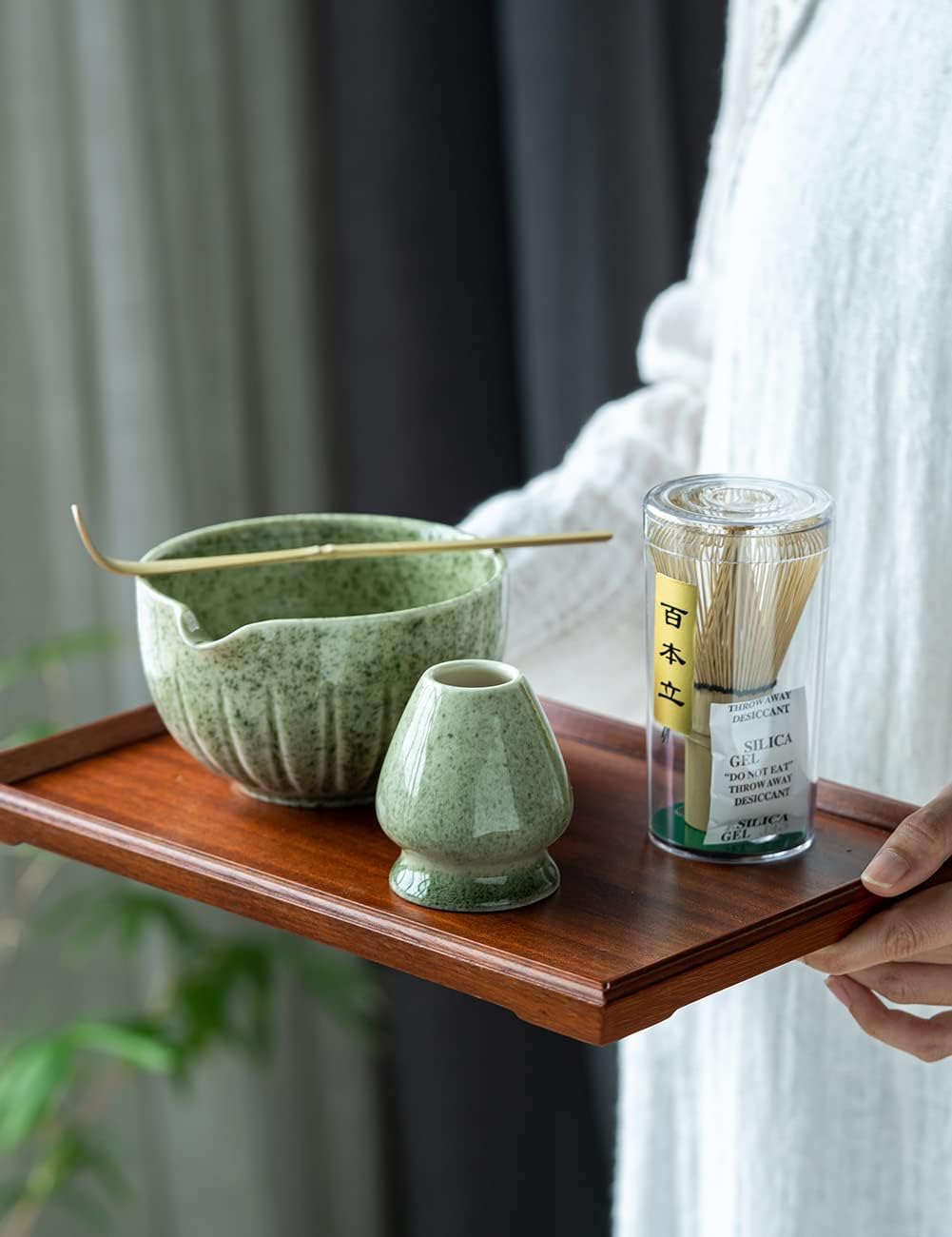 TANG PIN Matcha Set - Match Bowl and Whisk, 15 OZ, Matcha Scoop | Matcha Whisk Stand (Chasen Holder) - 4pc Perfect Matcha Kit for Matcha Tea Ceremony