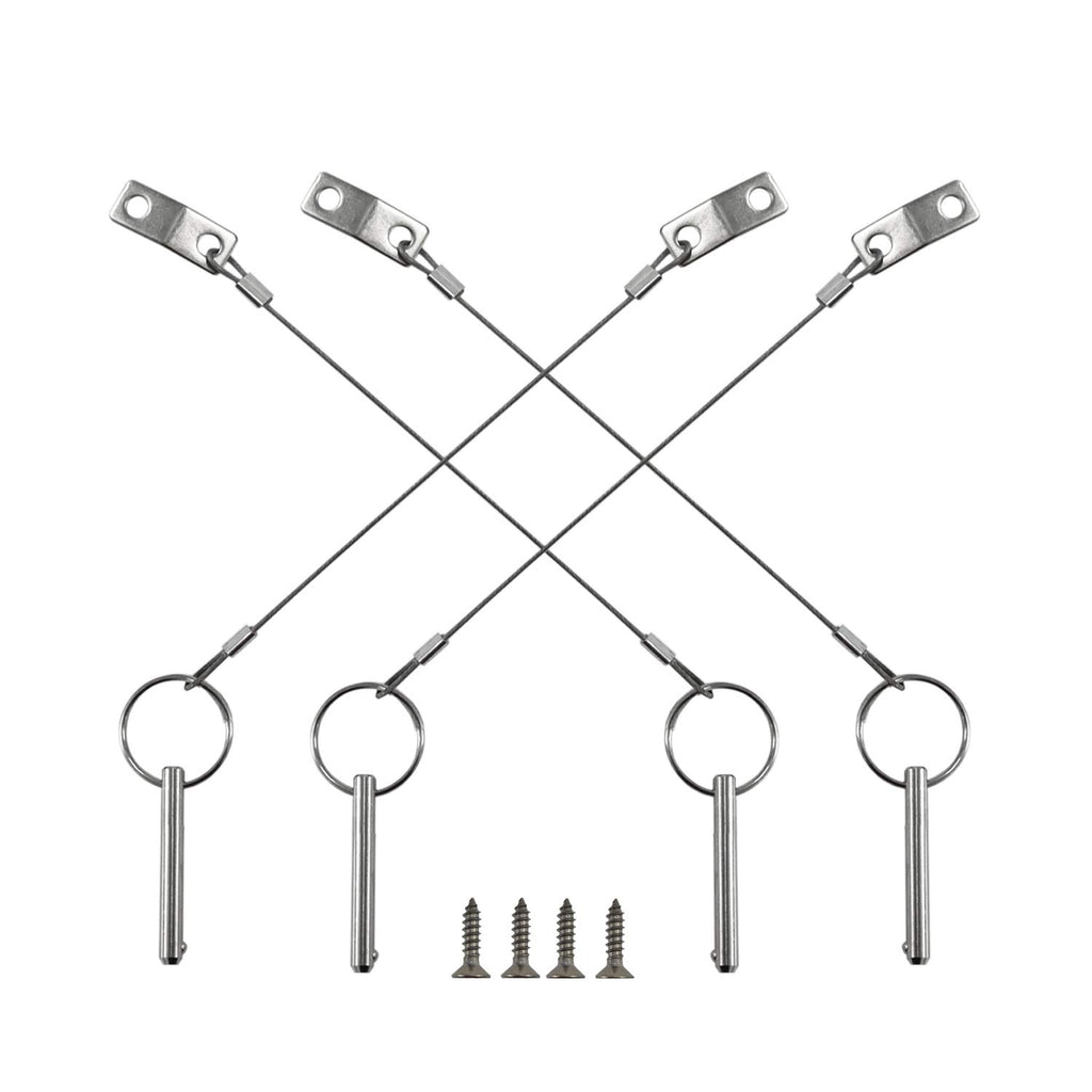 4PIECES of Quick Release Pin 1/4" Diameter, Usable Length 1-1/2"(38mm), Total Length 2"(51mm) Full 316 Stainless Steel, Bimini Top Pin, Marine Hardware