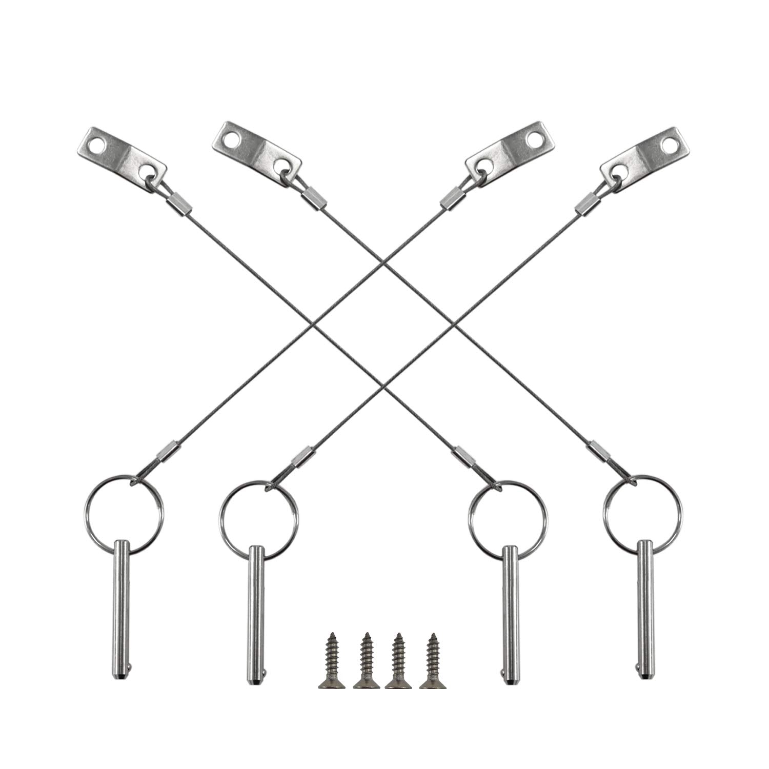 4PIECES of Quick Release Pin 1/4" Diameter, Usable Length 1-1/2"(38mm), Total Length 2"(51mm) Full 316 Stainless Steel, Bimini Top Pin, Marine Hardware