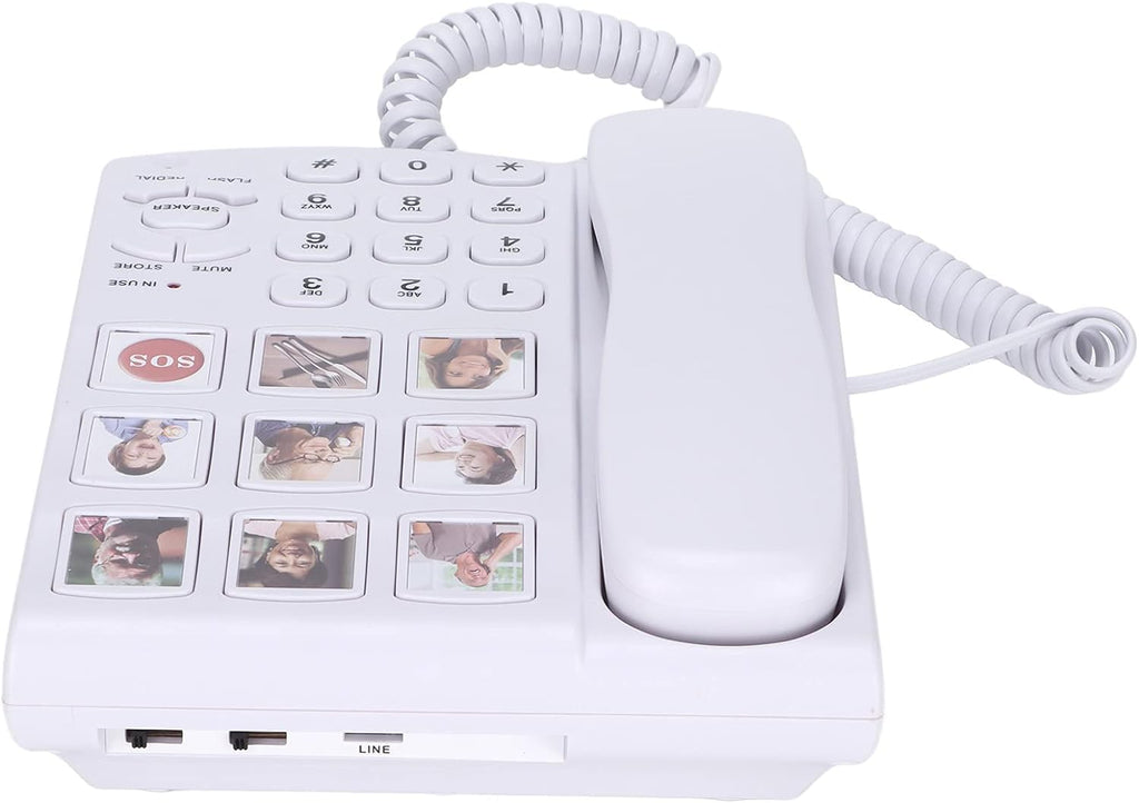 Landline Corded Home/Office Phone for Seniors with Photo Memory Speed Dial, Loud Ringer & Speakerphone, Desk & Wall Mounted Telephone for Dementia & Alzheimer’s Adults (White)