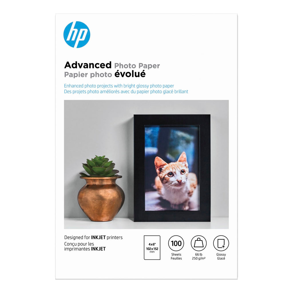 HP Advanced Photo Paper, Glossy (100 Sheets, 4 x 6 Inches, borderless)