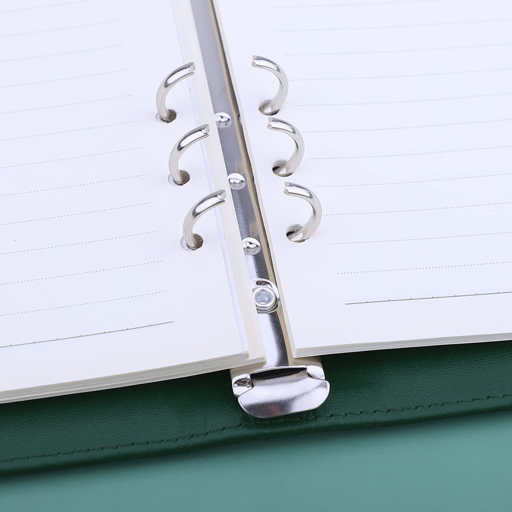 Antner A5 Binder 6 Ring Refillable Notebook Binder Planner Cover for A5 Refill Paper, PU Leather Loose Leaf Personal Organizer Budget Planner for Savings & Budgeting with Magnetic Buckle, Dark Green