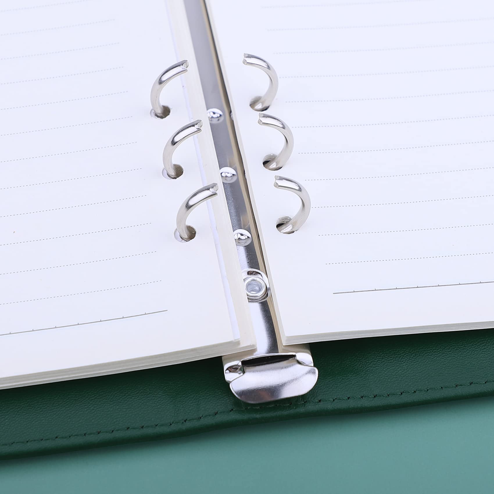 Antner A5 Binder 6 Ring Refillable Notebook Binder Planner Cover for A5 Refill Paper, PU Leather Loose Leaf Personal Organizer Budget Planner for Savings & Budgeting with Magnetic Buckle, Dark Green