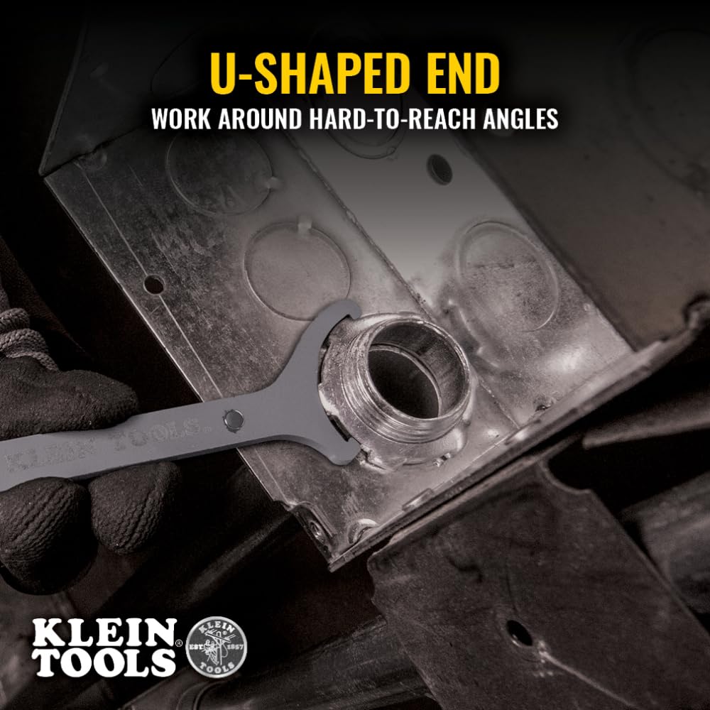 Klein Tools 50901R Conduit Locknut Wrench Set, 1/2, 3/4 and 1-Inch, Straight Compact Alloy Steel Design Tightens and Loosens Locknuts in Tight Spaces, 3-Piece