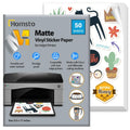Vinyl Sticker Paper, Matte, Glossy and Clear Printable Sticker Paper (Matte, 50 sheets)