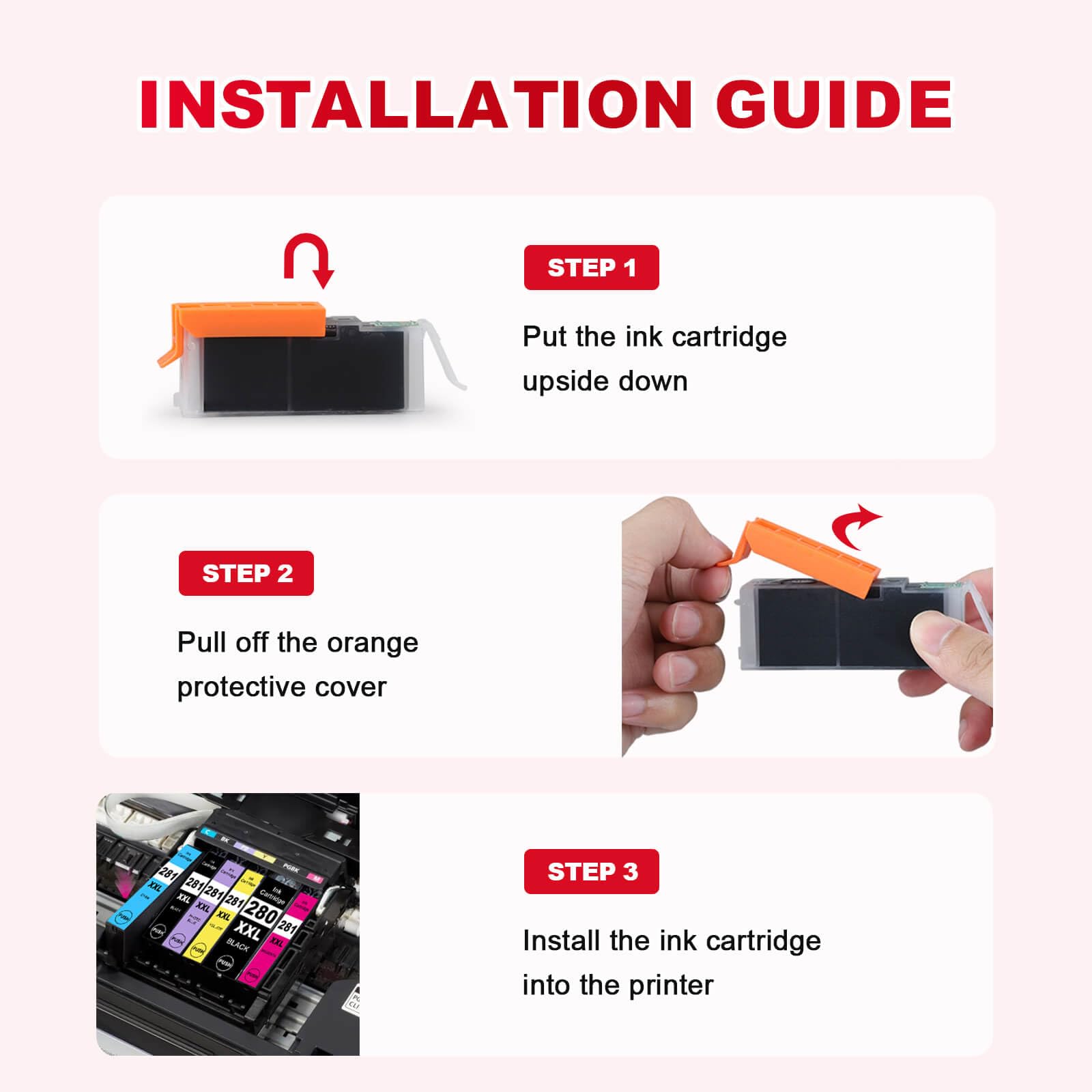 JoyPrinting PGI-280XXL CLI-281XXL Ink Cartridges Compatible with Canon TR8620a Ink 280 XXL 281 XXL Work for TS9521C TR8620 TR8622a TS6120 TR7520 TR8520 TR8500 TR8600 TS6220 TS9120