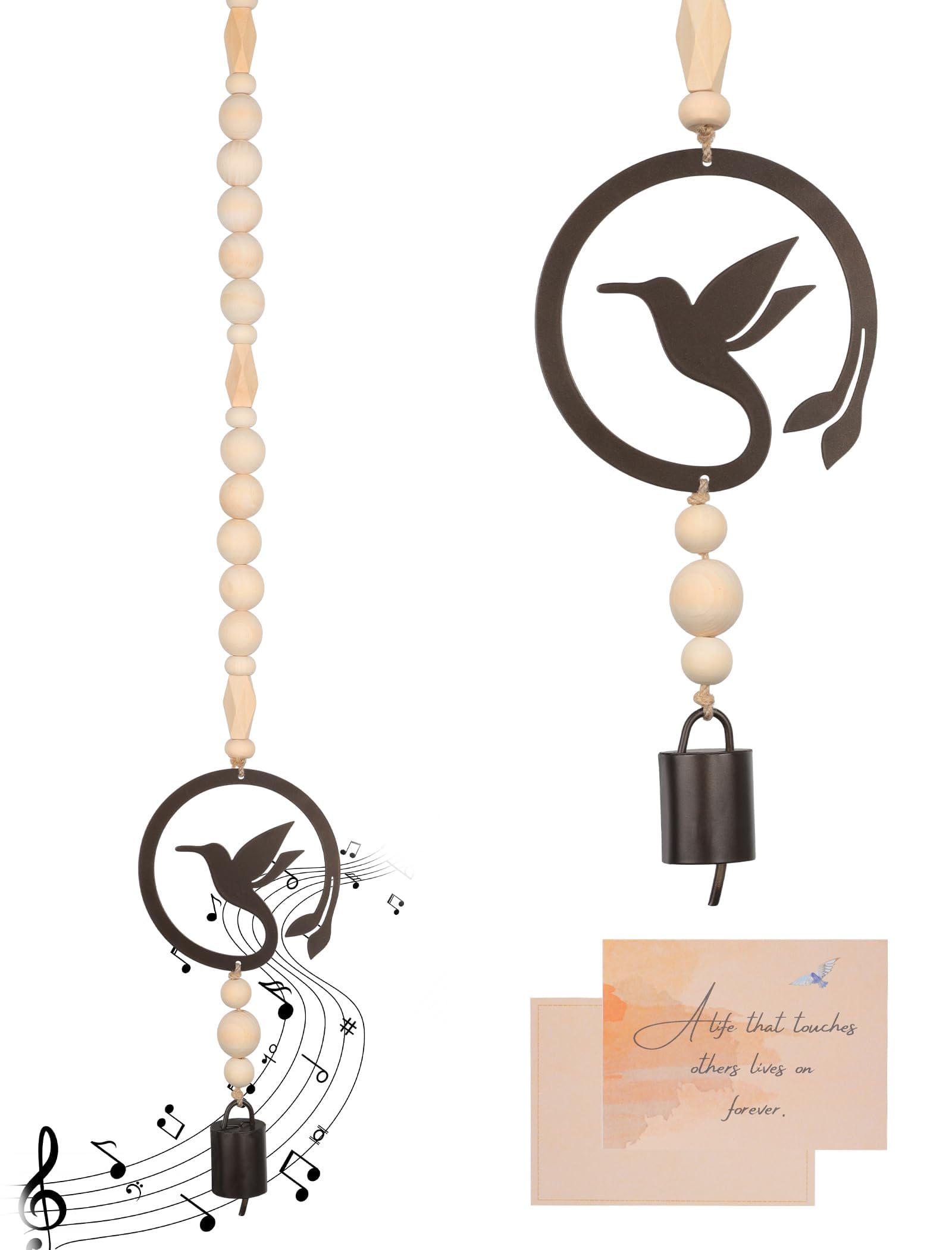 Hummingbird Wind Chimes for Loss of Loved One, Unique Memorial Windchime Sympathy Bereavement Bell Ornament Gift for Lost Mother Father Friends Women, Boho Home Decor for Window Porch
