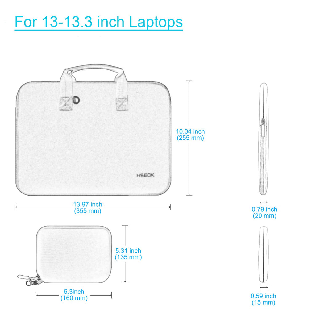Hseok Laptop Sleeve 13.3-14 inch Case with Small Pouch, Neoprene Computer Bag Compatible with MacBook Pro 14" M4/M3/M2/M1 2025-2021, Mac Air/Pro 13.3" and Most 13-14 inch Notebooks,P02K01