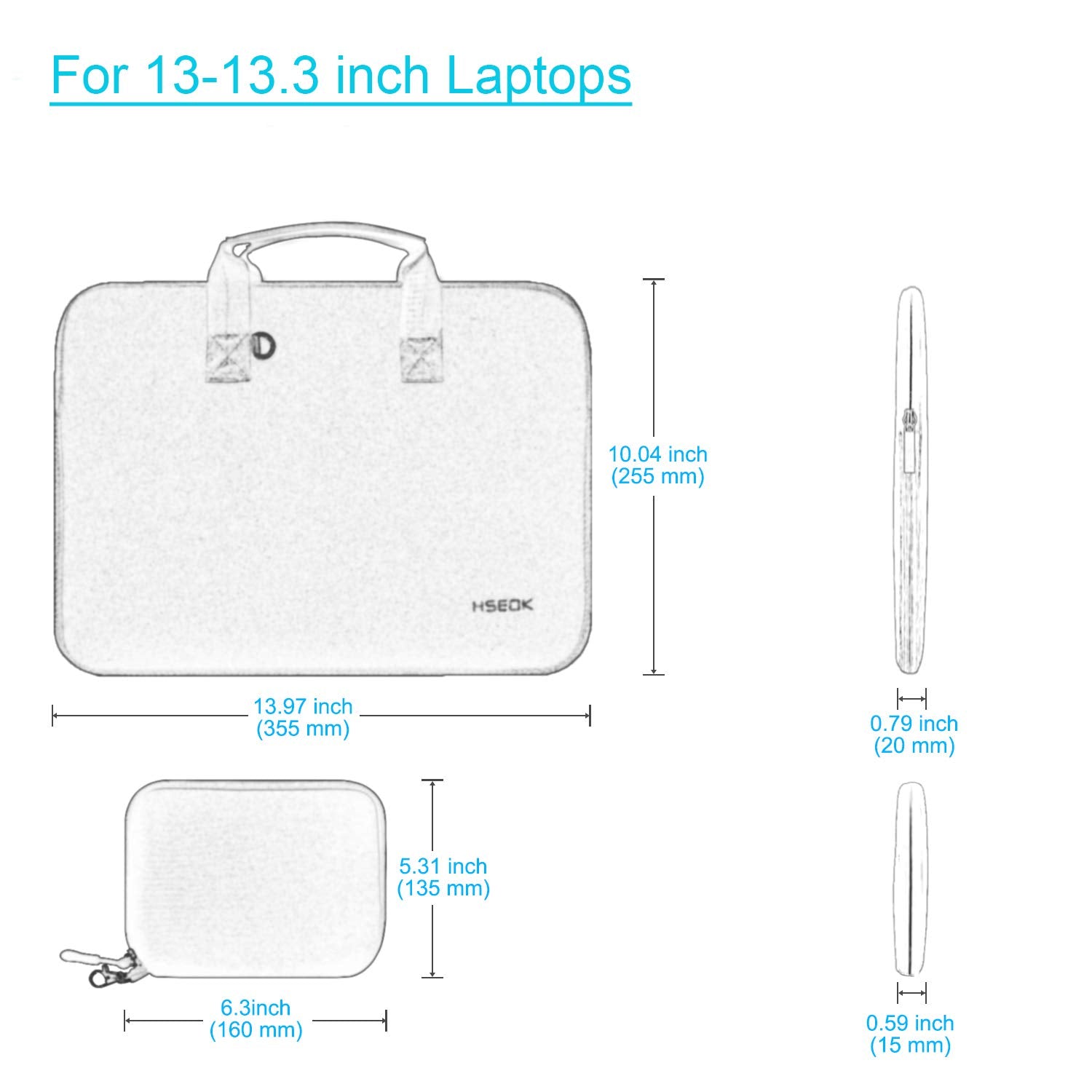 Hseok Laptop Sleeve 13.3-14 inch Case with Small Pouch, Neoprene Computer Bag Compatible with MacBook Pro 14" M4/M3/M2/M1 2025-2021, Mac Air/Pro 13.3" and Most 13-14 inch Notebooks,P02K01