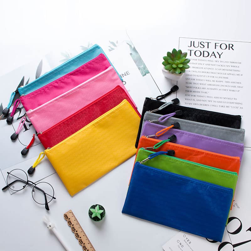 SOUJOY 36PCS Zipper Pencil Pouches, 9'' x 4.7'' PVC Multicolor Zip File Bags, 12 Colors Waterproof Pen Case for Bills, Cosmetics, Travel Storage, School and Office Supplies