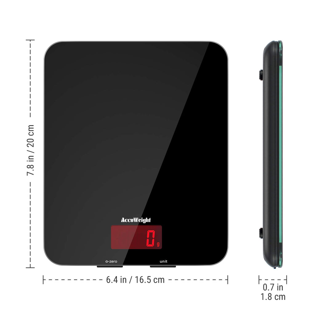 Accuweight 201B Digital Food Scale with Tempered Glass Surface, 5kg/11lb Kitchen Scale with LCD Display, 4 Units & 0.1oz/1g Precision Weight Scale for Baking Cooking Meal Prep