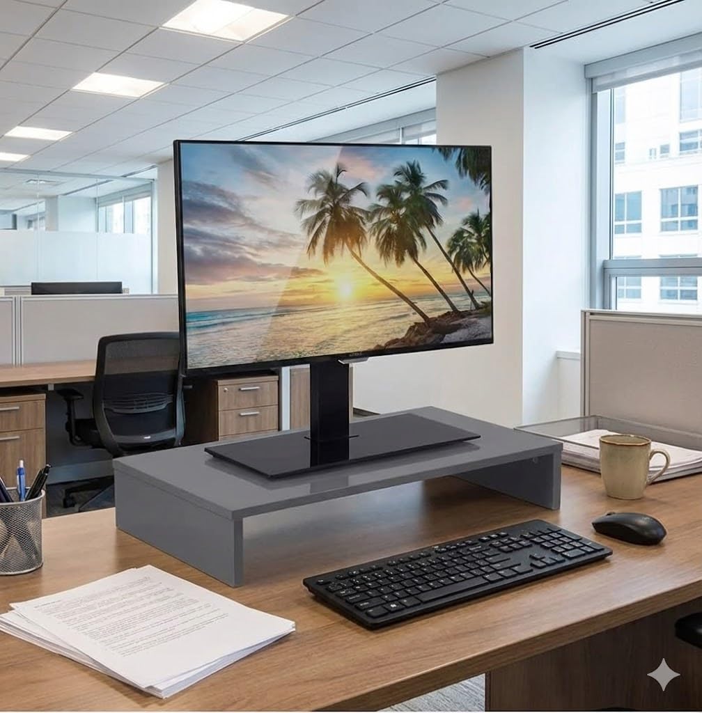 Duramex (TM) Computer Monitor Stand TV Shelf Risers 16 inch Monitor Stand Save Space Black (1 Tier)