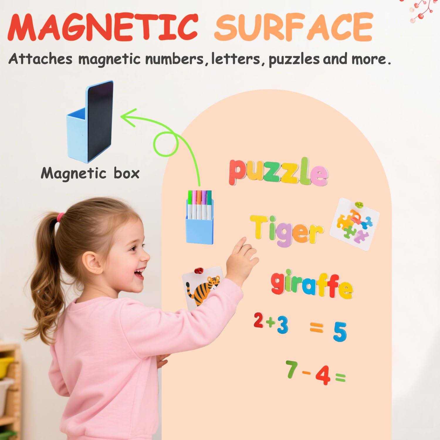 FANPROMS Magnetic Wall Decal 100x45CM Milk Tea Color Magnetic Wall Decal Arch Chalkboard with Colorful Chalks Multiple Accessories