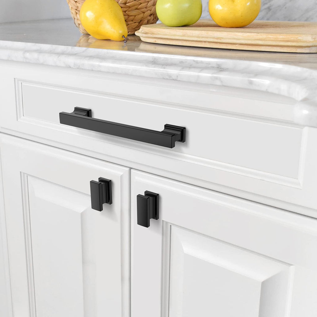 Asidrama 6 Pack Matte Black Kitchen Cabinet Knobs Dresser Knobs Drawer Knobs Cabinet Hardware Zinc Knobs for Dresser Drawers