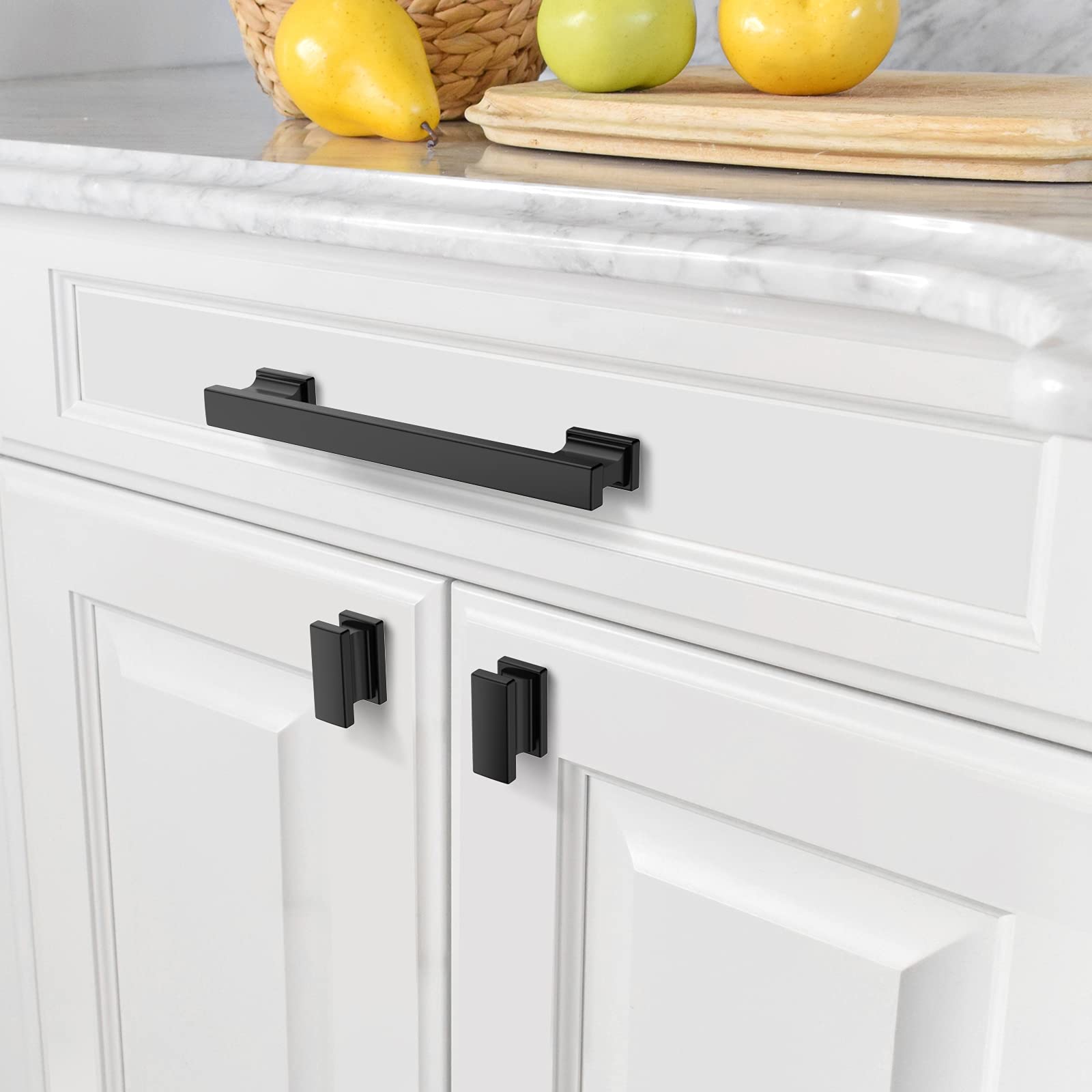 Asidrama 6 Pack Matte Black Kitchen Cabinet Knobs Dresser Knobs Drawer Knobs Cabinet Hardware Zinc Knobs for Dresser Drawers