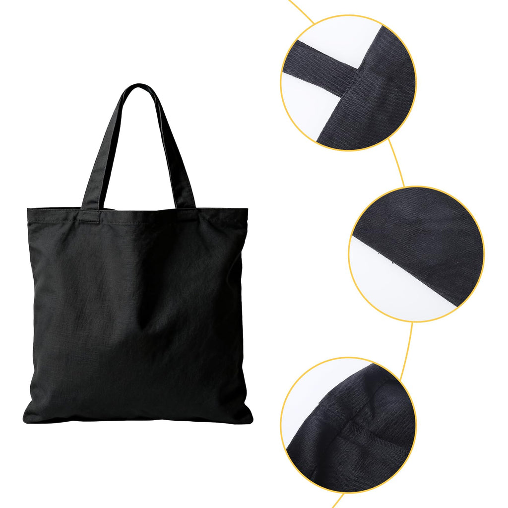 Belinlen 12pack Black Canvas Tote Bags, 15x16Inch Cotton Tote Bag, Economical Cotton Shopping Bags Bulk,Suitable for DIY, Promotion, Gift, Shopping,Daily Use.