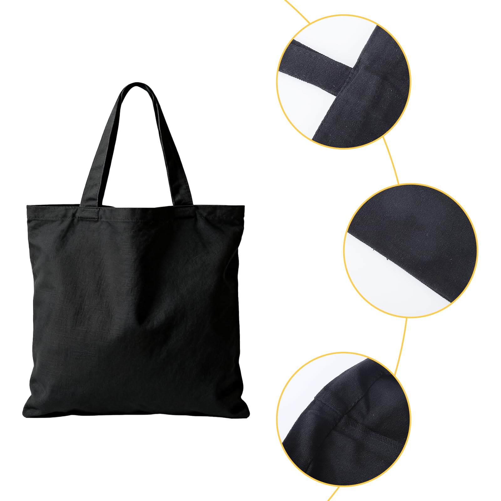 Belinlen 12pack Black Canvas Tote Bags, 15x16Inch Cotton Tote Bag, Economical Cotton Shopping Bags Bulk,Suitable for DIY, Promotion, Gift, Shopping,Daily Use.
