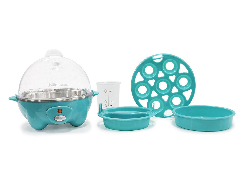 Elite Cuisine EGC-007T Maxi-Matic Egg Poacher & Egg Cooker with 7 Egg Capacity, Teal