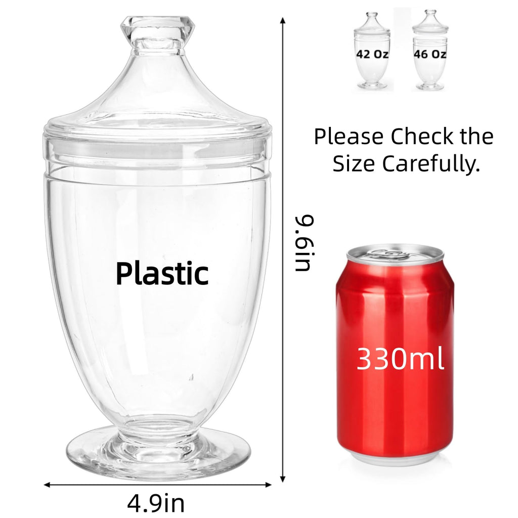 Hacaroa 2 Pack Acrylic Apothecary Jars with Airtight Lids, 40oz Clear Plastic Candy Buffet Jars, Decorative Bathroom Container for Bath Salt, Changing Table,