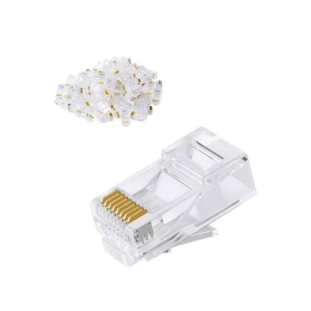 Cat6 RJ45 Ends, CableCreation 100-Pack Cat 6 Connector, CAT6 / CAT5e RJ45 Connector, Ethernet Cable Crimp Connectors UTP Network Plug for Solid Wire and Standard Cable, Transparent