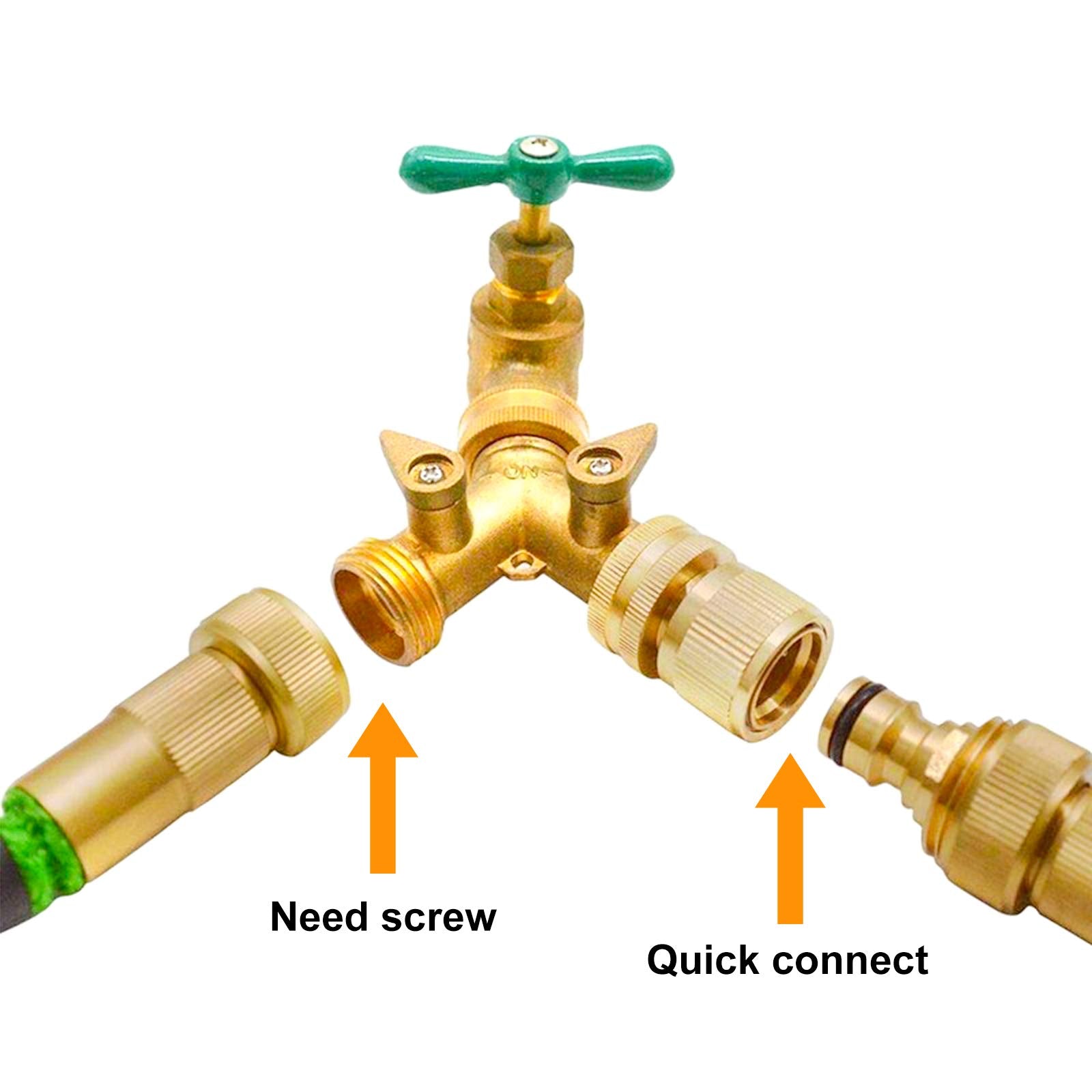 Primachen Garden Hose Quick Connectors Solid Brass 3/4 inch GHT Easy Connect Fittings No-Leak Water Hose Male Female (5 Sets)