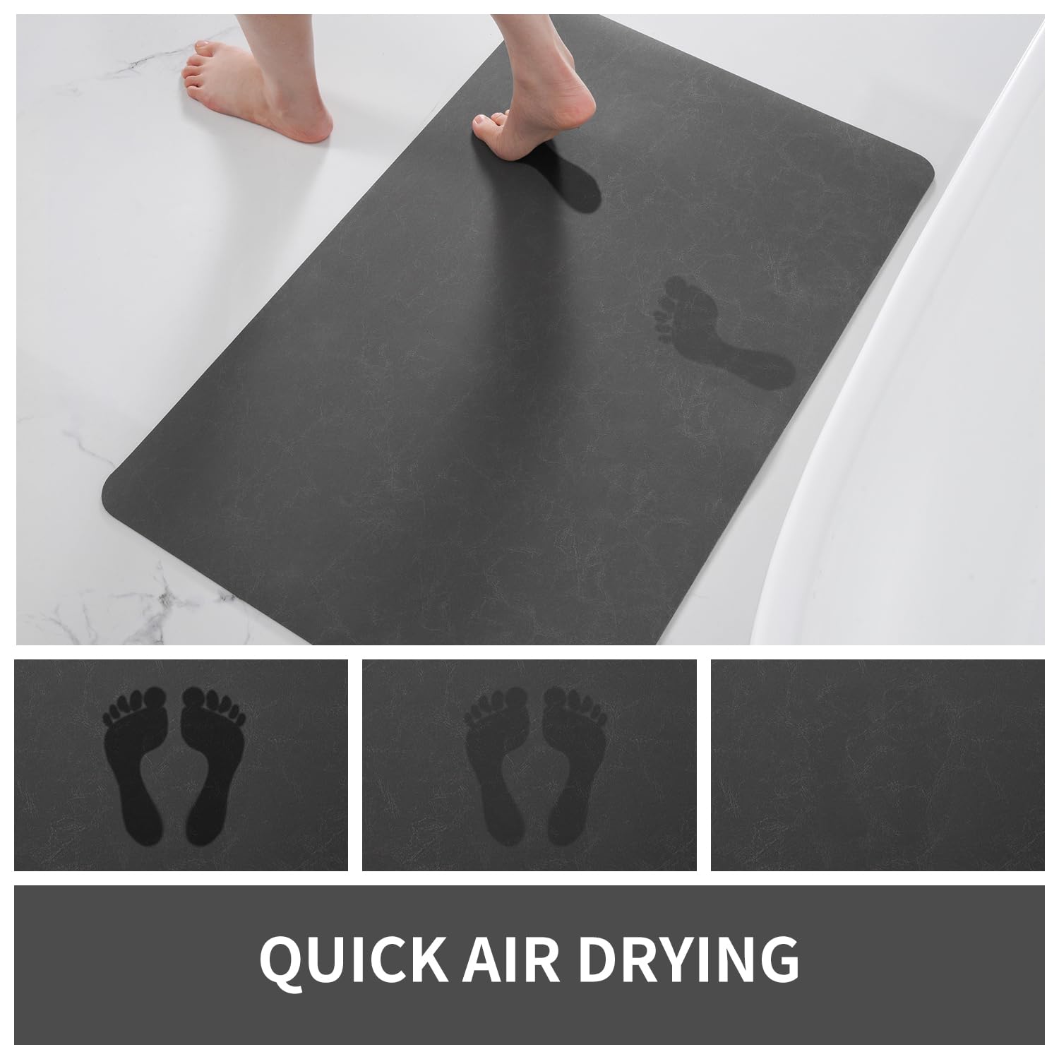 MontVoo Bath Mat Rug for Bathroom-Bathroom Mat Bathroom Rug Non Slip Absorbent Quick Dry Bathmat Shower Mats-Bathroom Floor Mats in Front of Bathtub Sink Washroom Mat Darkgrey 40x60CM