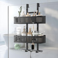 Hodzeed Shower Caddy Hanging Over The Door, Rustproof Shower Shelves with Hooks Black Shower Rack Hanging Shower Organizer Shelf 2 Tier No Drilling Bathroom Shelf Over the Door for Dorm,Toilet,Kitchen