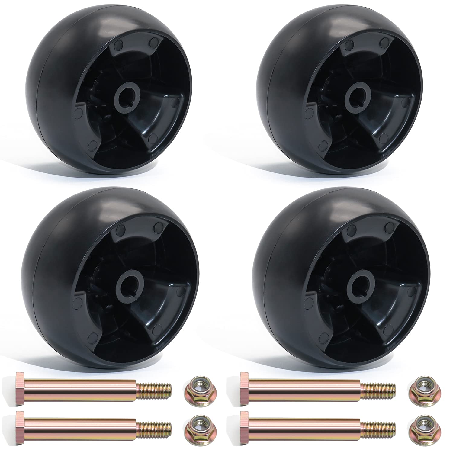 CheeMuii Deck Wheel Kit for MTD Cub Cadet 734-04155 Toro 112-0677 72-025 210-275 5" Deck Wheels with Shoulder Bolts Locknuts Pack of 4