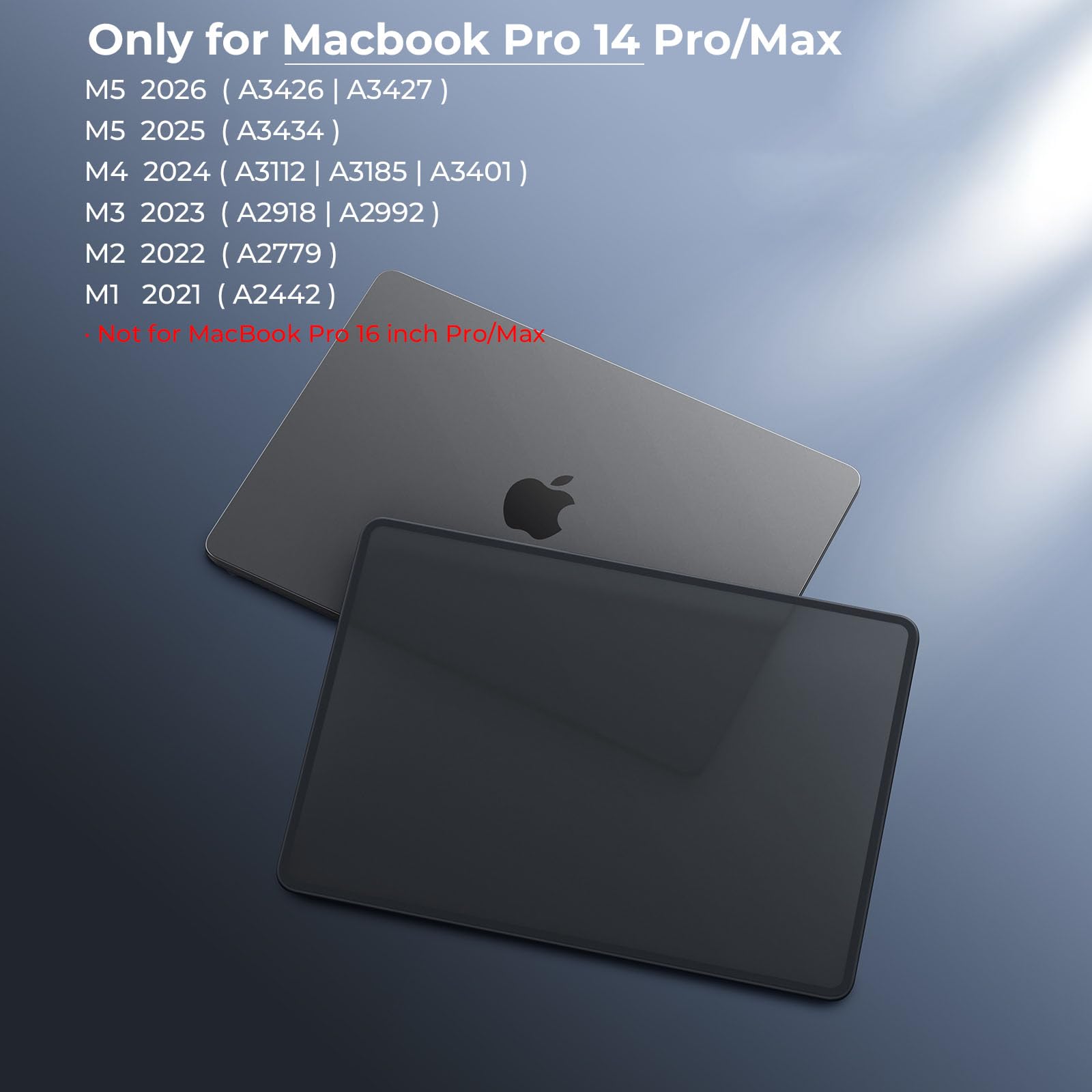 BlueSwan Compatible with MacBook Pro 14 inch 2026-2021 Release M5 M4 M3 M2 M1 Pro/Max Chip, Anti-Cracking Hard Shell Case Anti-Fingerprint Soft TPU Bumper, Frosted Black