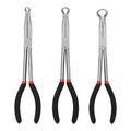 Mayouko 3PCS 11" Long Reach Hose Grip Pliers Set, 5/16 Inch, 1/2 Inch, 3/4 Inch Ring Nose Hose Gripper Pliers Kit, Carbon Steel Offset Spark Plug Boot Removal Pliers for Narrow Space