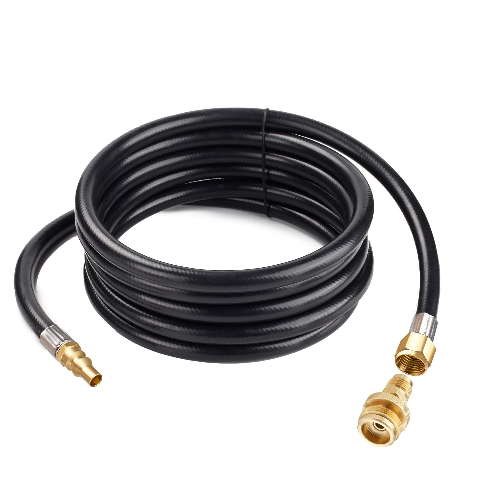Bbcuepro 12FT Quick Connect Propane Hose for RV to Grill - 1/4" to 3/8" Female Flare - Connects 1 LB Portable Appliance to RV 1/4" Female Connect